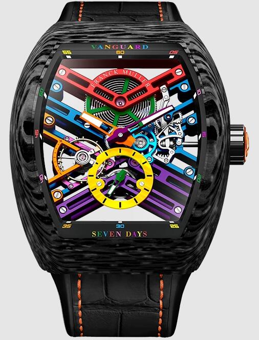 Best FRANCK MULLER Vanguard Skeleton Color Dreams V 43 S6 SQT COL DR NR CARBON COL DR SKELETON (OR) Replica Watch